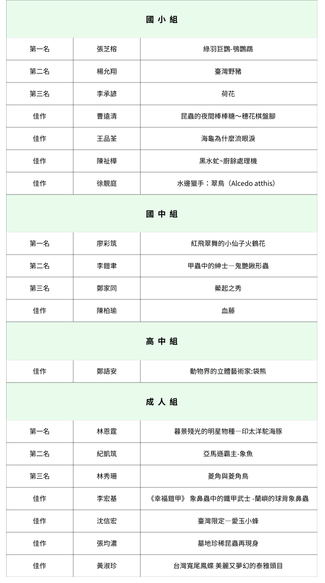 得獎名單